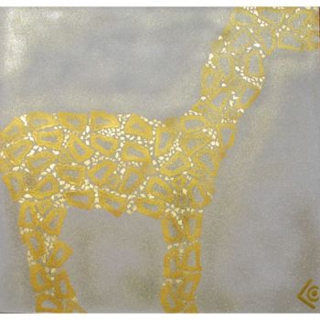 Peinture intitulée "Girafe or" par Chantal Vieira, Œuvre d'art originale, Acrylique