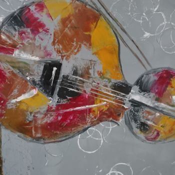 Painting titled "Le violon" by Vanessa Vergé, Original Artwork, Oil