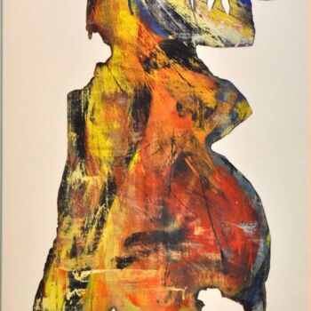 Malerei mit dem Titel "Baba Yaga, Br.#16" von Cy Pavel, Original-Kunstwerk, Öl Auf Holzplatte montiert