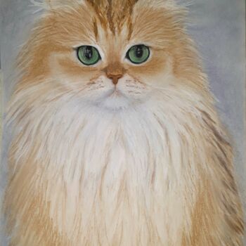 Painting titled "Smoothie The Cat" by Cybele Chaves, Original Artwork, Pastel