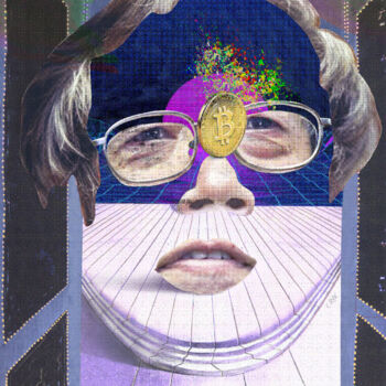 Arte digitale intitolato "Face of Satoshi #1" da Cyber Rex, Opera d'arte originale, Collage digitale
