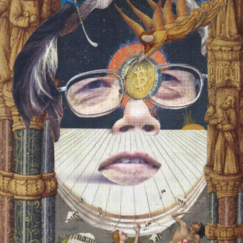 Digital Arts titled "Face of Satoshi #5" by Cyber Rex, Original Artwork, Digital Collage