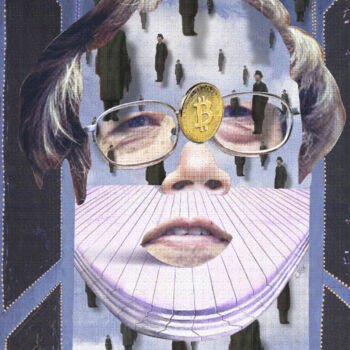 Digital Arts titled "Face of Satoshi #6" by Cyber Rex, Original Artwork, Digital Collage