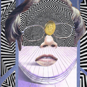 Digital Arts titled "Face of Satoshi #10" by Cyber Rex, Original Artwork, Digital Collage