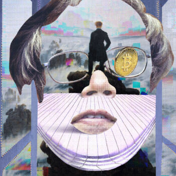 Digital Arts titled "Face of Satoshi #11" by Cyber Rex, Original Artwork, Digital Collage