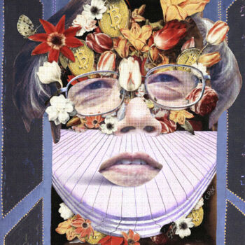 Digital Arts titled "Face of Satoshi #13" by Cyber Rex, Original Artwork, Digital Collage