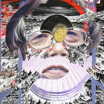 Arts numériques intitulée "Face of Satoshi #15" par Cyber Rex, Œuvre d'art originale, Collage numérique