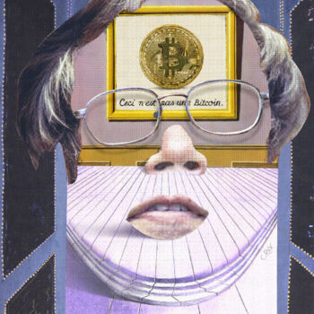 Digitale Kunst getiteld "Face of Satoshi #17" door Cyber Rex, Origineel Kunstwerk, Digitale collage