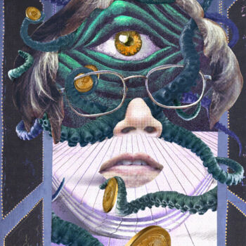 Digital Arts titled "Face of Satoshi #21" by Cyber Rex, Original Artwork, Digital Collage