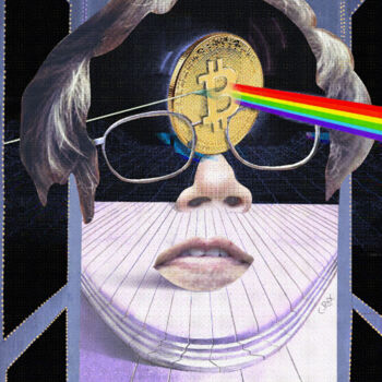 Arts numériques intitulée "Face of Satoshi #23" par Cyber Rex, Œuvre d'art originale, Collage numérique