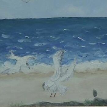 Painting titled "les mouettes" by Patricia Bischoff, Original Artwork