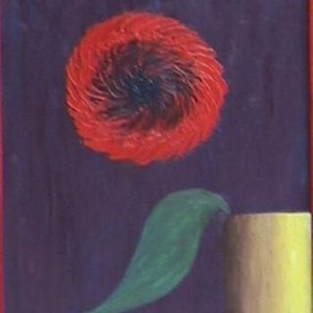 Painting titled "fleur rouge" by Patricia Bischoff, Original Artwork