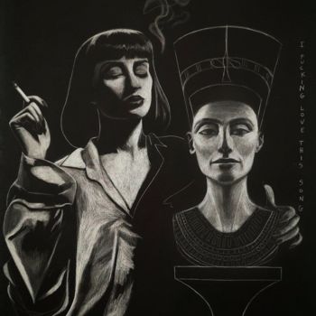 Dessin intitulée "Chapter IV : I fuck…" par Cyclic, Œuvre d'art originale, Crayon Monté sur Verre