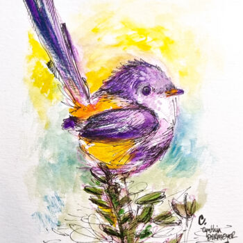 Drawing titled "Bird" by Cynthia Dormeyer, Original Artwork, Watercolor