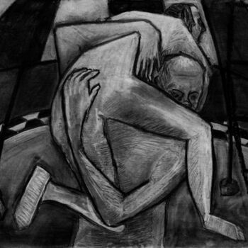 Рисунок под названием "Ponce et pilate" - Cynthia Pedrosa, Подлинное произведение искусства, Древесный уголь Установлен на Д…