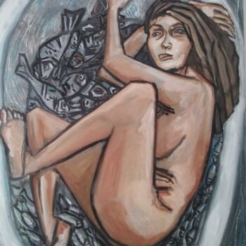 Pintura intitulada "La femme au bain" por Cynthia Pedrosa, Obras de arte originais, Óleo Montado em Armação em madeira