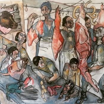 Peinture intitulée "Traiteur de boeufs" par Cynthia Pedrosa, Œuvre d'art originale, Huile