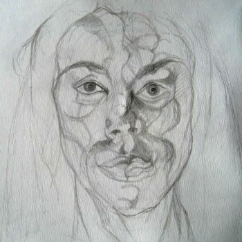 Drawing titled "Autoportrait" by Cynthia Ruffin, Original Artwork, Graphite