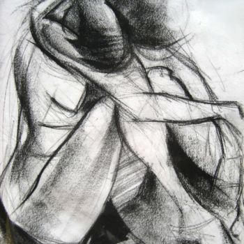 Dibujo titulada "Nu assis" por Cynthia Ruffin, Obra de arte original, Tiza