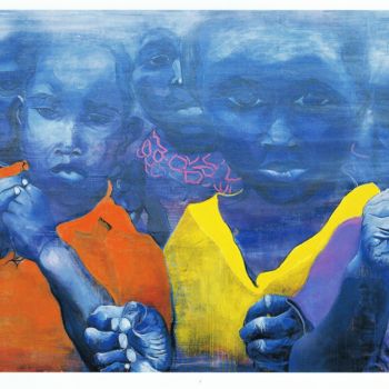 Malerei mit dem Titel "Boys from Uganda" von Cynthia Ruffin, Original-Kunstwerk, Öl