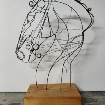 Escultura titulada "Cabeza Caballo" por Cynthia Saenz Sancho, Obra de arte original, Alambre