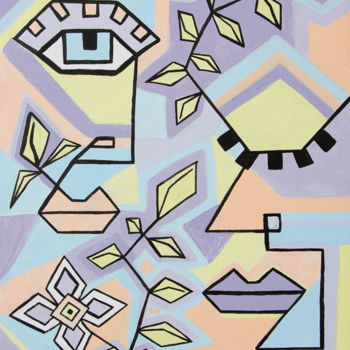 Peinture intitulée "Cubisme Visage abst…" par Cyrielle Lemistre, Œuvre d'art originale, Acrylique