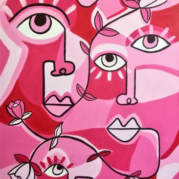 Картина под названием "Peinture visage mon…" - Cyrielle Lemistre, Подлинное произведение искусства, Акрил
