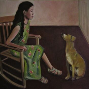 "Sophia and her dog" başlıklı Tablo Cyril Harris tarafından, Orijinal sanat, Akrilik