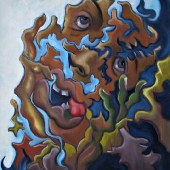 Painting titled "self portrait depre…" by Cyril Harris, Original Artwork, Acrylic