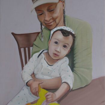 Painting titled "Grandma Rezende II" by Cyril Harris, Original Artwork, Oil