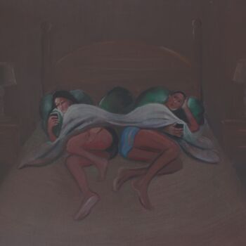 Painting titled "21st century sleep" by Cyril Harris, Original Artwork, Acrylic