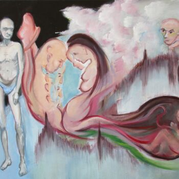 Pintura intitulada "Birth Life and Deat…" por Cyril Harris, Obras de arte originais, Óleo