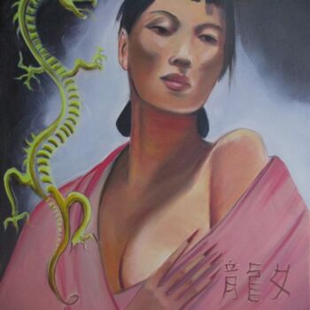 Pittura intitolato "Wong in oil" da Cyril Harris, Opera d'arte originale, Olio