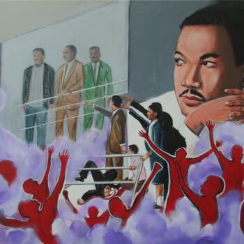Painting titled "Kings Assassination" by Cyril Harris, Original Artwork, Acrylic