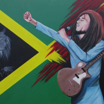 Painting titled "Tribute to Marley" by Cyril Harris, Original Artwork, Acrylic
