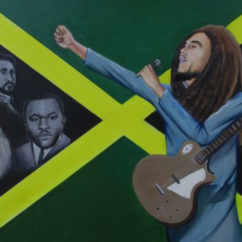 Painting titled "Marley, Garvey and…" by Cyril Harris, Original Artwork, Oil