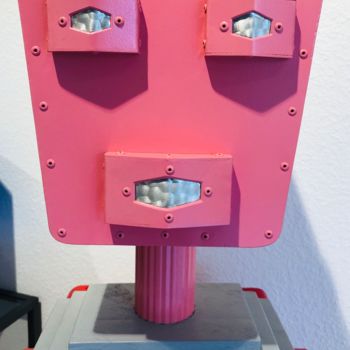 "Tête de robot rose" başlıklı Heykel Cyrille Plate tarafından, Orijinal sanat, Alüminyum