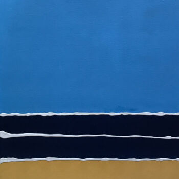Pittura intitolato "Sand, Surf, and Sky" da Cyril Walker, Opera d'arte originale, Smalto