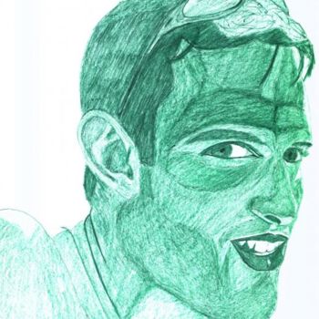 Картина под названием "Jeune homme vert" - Cyrus, Подлинное произведение искусства, Масло