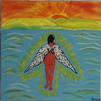 Peinture intitulée "L'arrivéedel'ange" par Cyrus, Œuvre d'art originale