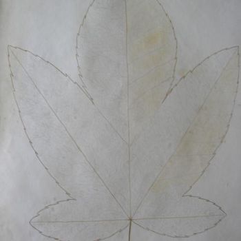 Malerei mit dem Titel "La feuille" von Cyrus, Original-Kunstwerk, Öl