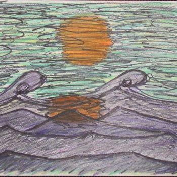 Malerei mit dem Titel "Soleil dans le dése…" von Cyrus, Original-Kunstwerk, Öl