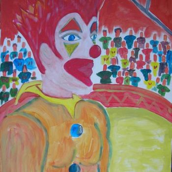 Pintura intitulada "Le clown" por Cyrus, Obras de arte originais, Óleo