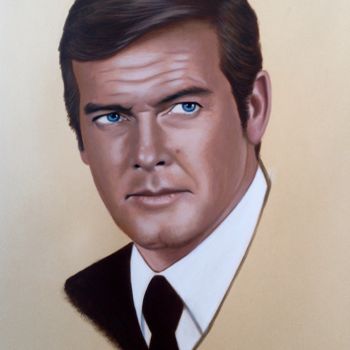 Painting titled "Roger Moore 007" by Czart, Original Artwork, Acrylic
