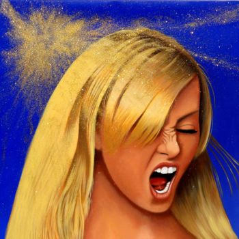 Painting titled "Charlize-loves-gold" by Czart, Original Artwork, Acrylic