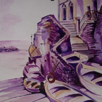 Painting titled ""VERSO IL MARE"" by M.D-Agostino, Original Artwork, Watercolor