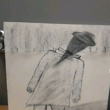 Drawing titled "Elsy" by D. Art, Original Artwork, Charcoal Mounted on Cardboard