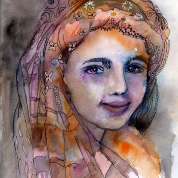 Painting titled "fille-au-turban.jpg" by Marie-Lise Courtel, Original Artwork