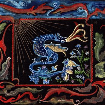 Painting titled "dragon-dor.jpg" by Marie-Lise Courtel, Original Artwork
