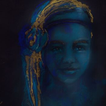Peinture intitulée "bleu-et-or.jpg" par Marie-Lise Courtel, Œuvre d'art originale